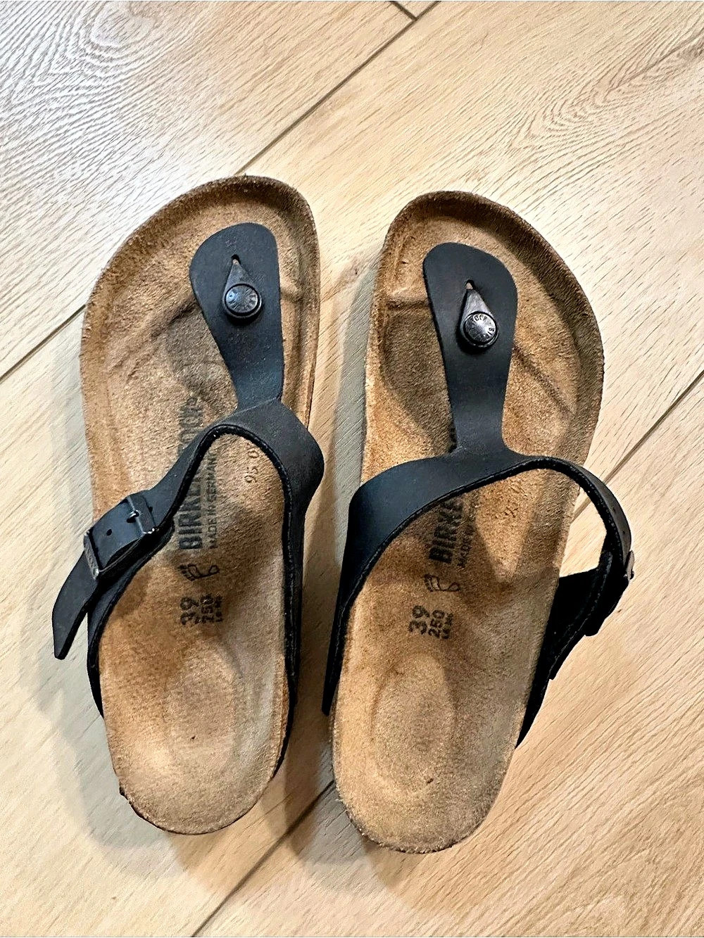 Birkenstock Gizeh Black Leather-Look Sandals EU 39